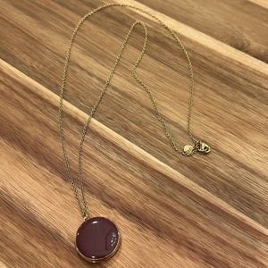 ✨ J Crew Enamel Locket Necklace, Dark Wine